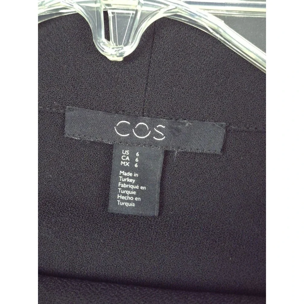 COS Funnel Neck Top S Black Minimalist Boxy Oversized 3/4 Sleeve Quiet Luxury